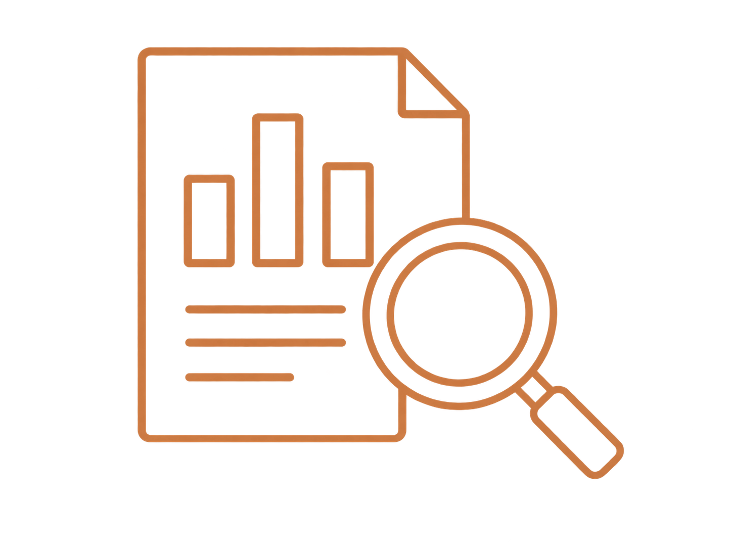 Cognac report and magnifying glass illustration